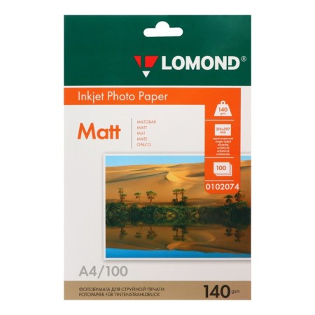 Photo paper for jet print A4, 100 sheets Lomond, 140 g/m2, one -sided, matte