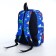 A backpack with a zipper, external pocket, dark blue color