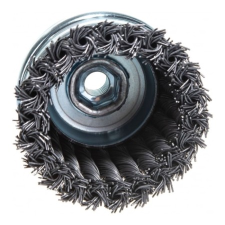 Brush for Ushm bison 35271-080_z02, "cup", steel, wicker bunches, 0.8 mm, 80 mm x M14-1