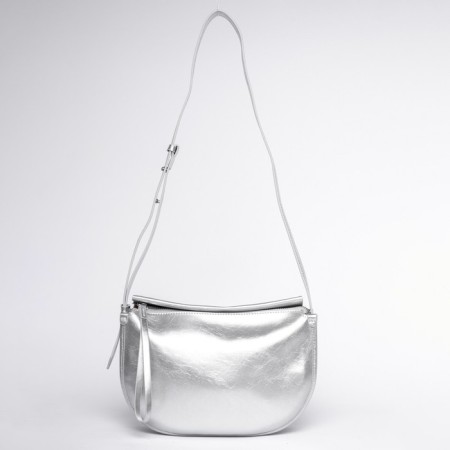 Bag Cross-Body Women's, genuine leather, Ludor silver, 26x9x20 cm
