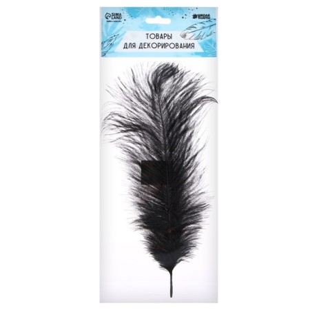 Feather for decor, size: 25-30 cm, black color-4