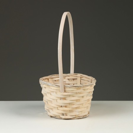 Wicker basket, D19 x 9.5 x 32 cm, white, bamboo-1