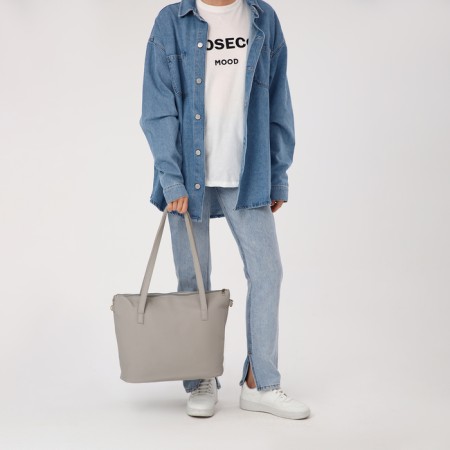 Bag Women's Tout with zipper, gray color-8