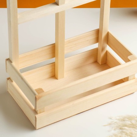 Wooden Kashpo 24.5 × 13.5 × 9/30 cm "Bouquet under the window", with a pen, natural-4