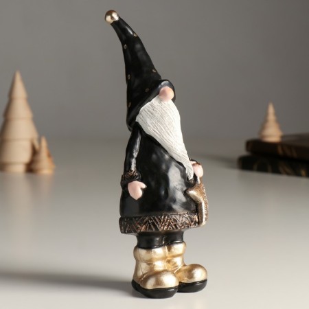 Polystone souvenir "High Santa Claus in a black outfit with a star" 8.8x8.2x23 cm-1