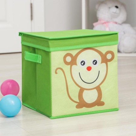 Stelly box for storage with a lid "Monkey", 25 × 25 × 25 cm, green color