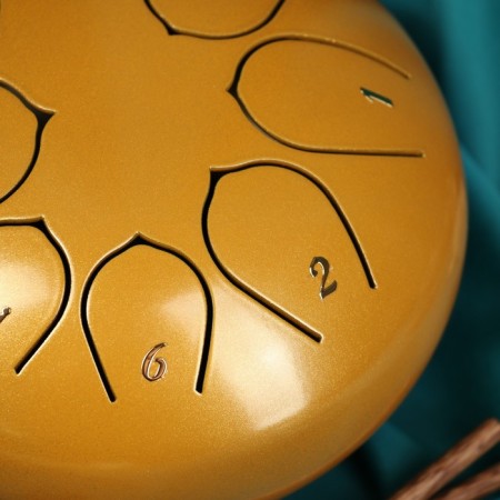 Musical instrument glucophone, yellow, 8 petals, 15 x 9 cm-2