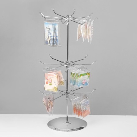 Вертушка, 3 яруса по 8 крючков, 27,5×27,5×55, цвет хром-1