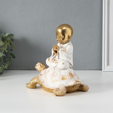 Polystone souvenir "Little Buddha on the Turtle" 17x11x17 cm-2