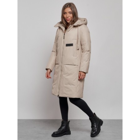 Coat insulated winter female, size 50, beige color-4