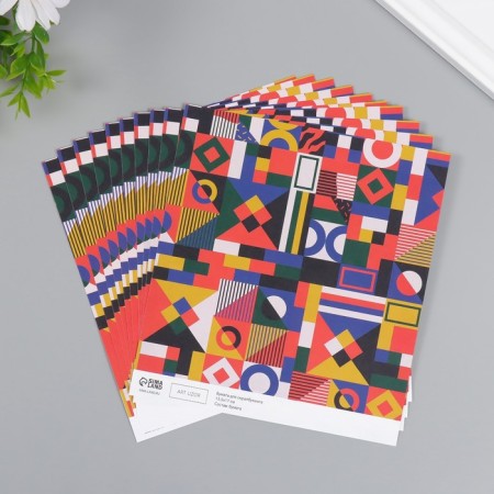 Scrapbooking paper "Color Geometry" density 180 grams set 10 pcs 15.5x17 cm-1