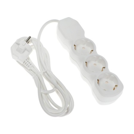 Extension cord Luazon Lighting Eco, 3 sockets, 2.7 m, 10 A, 2200 W, PVS 3x0.75 mm2, s/c, white-2