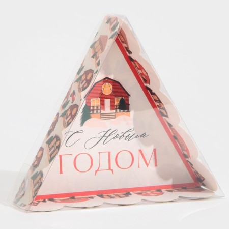 Box for confectionery with PVC lid "House", 18 x 18 x 4 cm, New Year-4