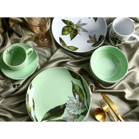 Ceramic Lemon Flowers mug, 350 ml, white color-6