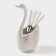 Swan stand for cutlery, 5 items: stand 9 × 6.5 × 16.5 cm, 2 spoons, 2 forks, white color