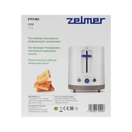 Toster Zelmer ZTS7385, 750 W, 7 fry modes, 2 toasts, white-7
