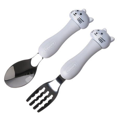 A set of children's cutlery in the Cossack "kittens", fork, spoon-6