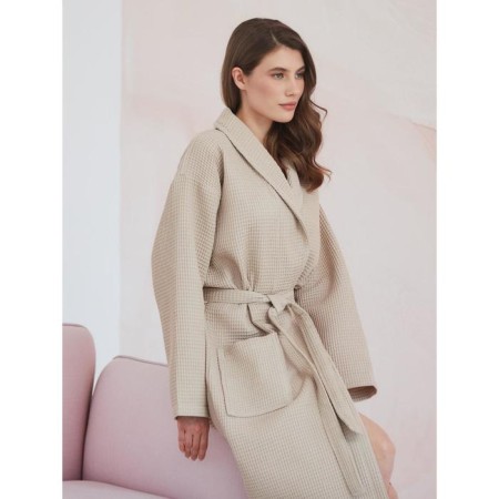 Unisex bathrobe Pamira, size l, beige color-10