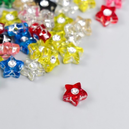 A set of beads for creativity plastic "Star with a rhinestone" 0.4x1x1 cm 20 g-1