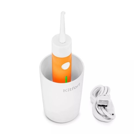 Irrigator KitFort KT-2957-4, portable, 320 ml, 3 modes, 2 nozzles, from battery, white/orange.-5