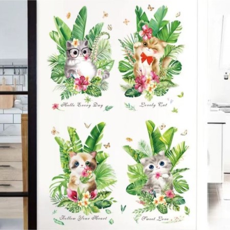 Sticker Plastic Interior color "cats in palm leaves" 60x90 cm