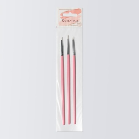 A set of silicone brushes for building and design of nails, 3 pcs, 18 cm, pink color-4