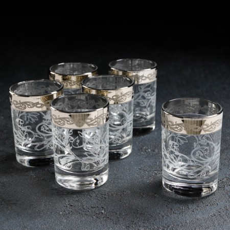 Set of stacks "Flora", 50 ml, with engraving and spraying, 6 pcs