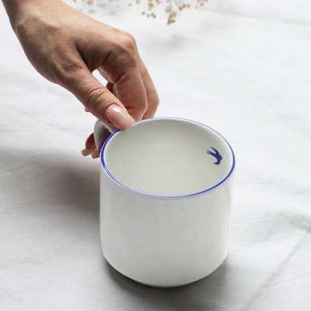 Ceramic "Swallow" mug, 300 ml, white color-4