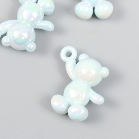 Decor for creativity Plastic "mother-of-pearl bear with loop" of pale blue 3x1.4x3.1 cm