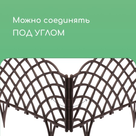 Decorative fence, 34 × 270 cm, 6 sections, plastic, brown, “diadem”-4