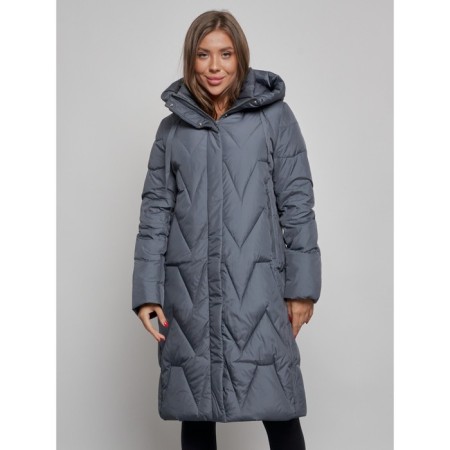 Coat insulated winter female, size 46, dark blue color-6