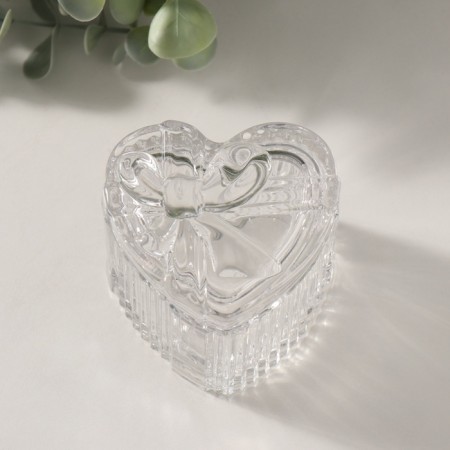 Casket Glass "Gift Heart" Transparent 7.4x7.4x7.1 cm-3
