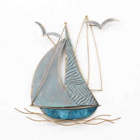 Wall metal decor "Ship with Seagulls" 38x3.8x40 cm-1