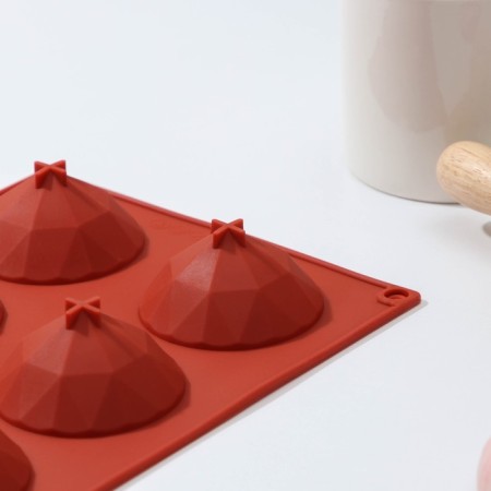 Baking the Dilan "Diamond", silicone, 8 cells, 29 × 17 × 2.2 cm, d = 5.8 cm, brown color-1