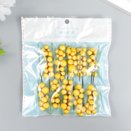 Decor for creativity "Vetochka with berries" yellow set 10 pcs 1x1x9 cm-3