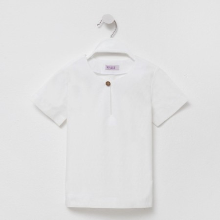 Рубашка для мальчика MINAKU: Cotton Collection цвет белый, рост 110-8