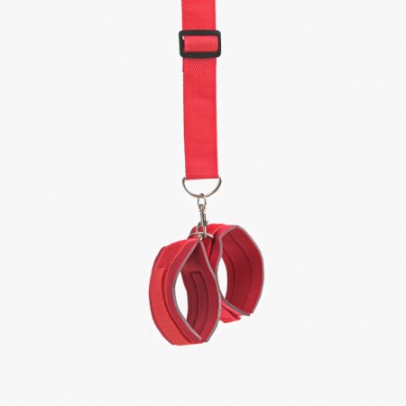 Gags with handcuffs of the oka-adjustable belts, neoprene, sling, PVC red-3