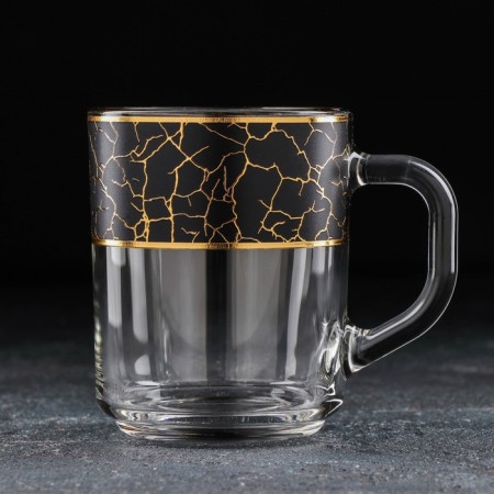 Glass mug "Marble. Black ", 200 ml