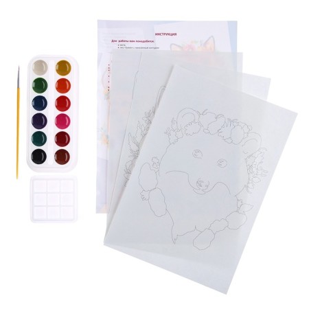 Sketching watercolor "Animals in flowers"-1