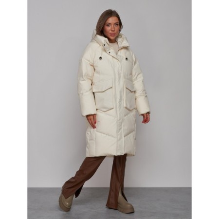 Coat insulated winter female, size 44, beige color-2