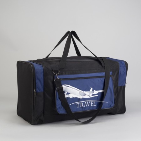 Road bag with lightning, 3 outer pockets, long belt, black/blue color