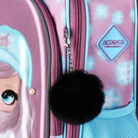 School backpack 37 x 28 x 13cm, ergonomic back, Across 557, + bag, pink-9