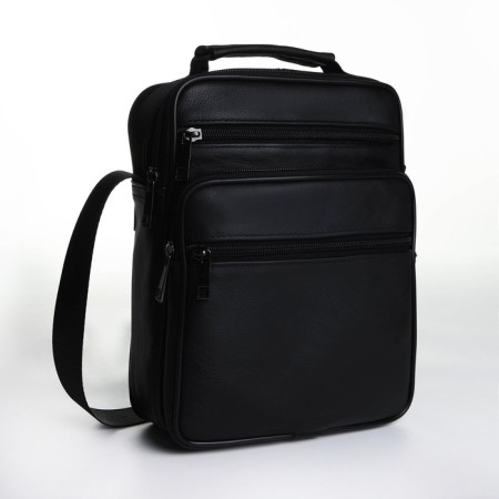 Male bag on lightning, long belt, black color