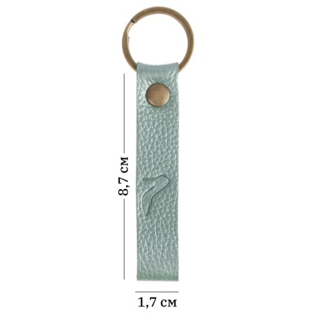 Leather keychain for a car key, strap, genuine leather, light green, heel-4