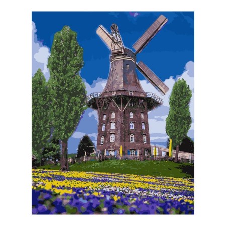 Picture on numbers canvas on a subframe 40 × 50 cm "Windmill"