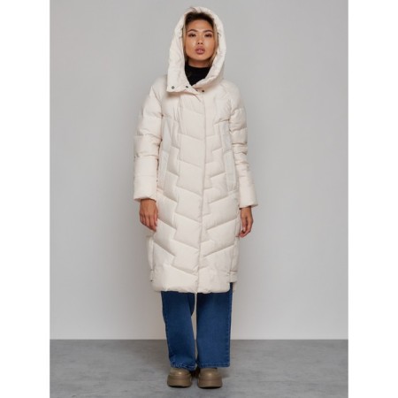 Coat insulated winter female, size 50, beige color-3