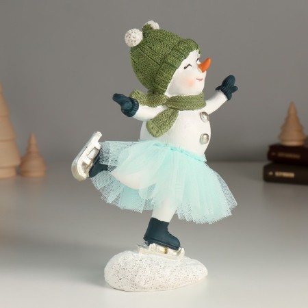 Polystone souvenir "Snowman in the blue skirt" 14x7x17.5 cm-1