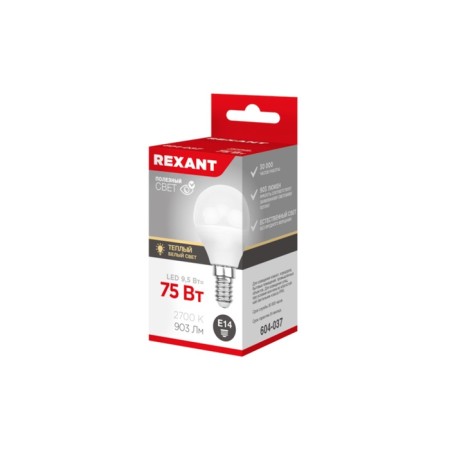 LED LED ball (GL) 9.5W E14 903LM 2700K Warm light Rexant-3