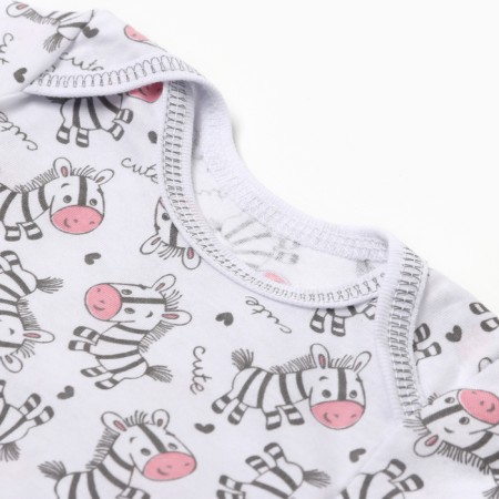 Body baby with short sleeve, pink color/zebras, height 80-1