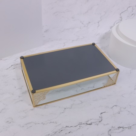 Great organizer for storage, glass, with a mirror bottom, 1 section, 29 × 17.5 × 6 cm, the color is transparent/copper-6